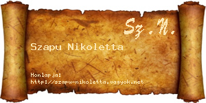 Szapu Nikoletta névjegykártya