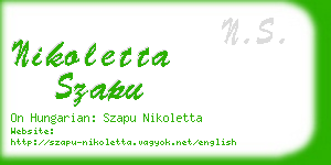 nikoletta szapu business card